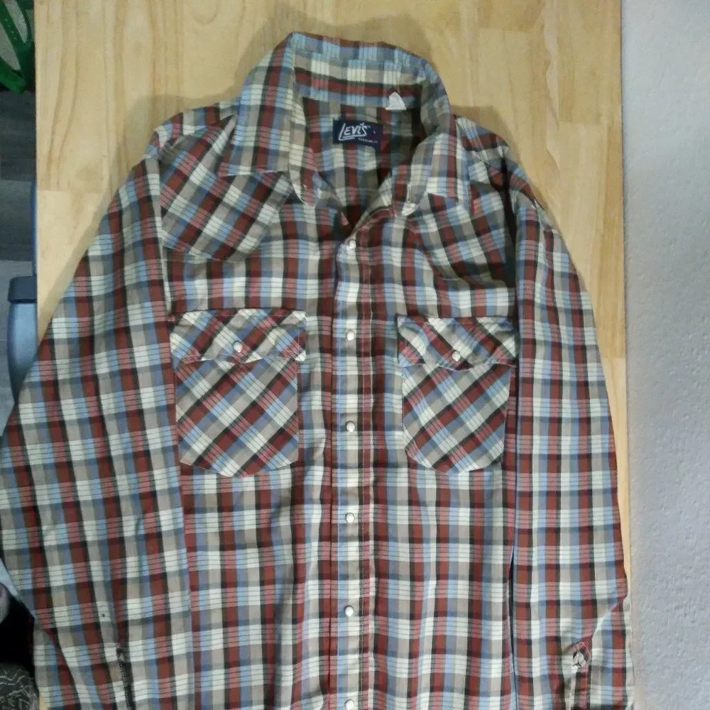 Vintage Levi's Plaid Pearl Snap Western Shirt